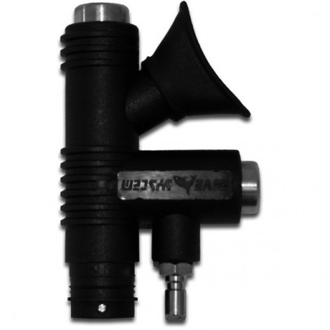 Inflator Dive System – metaliczny inflator ustny/power, widok inflatora z przyłączem LP