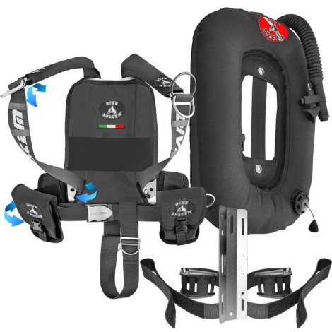 Skrzydło techniczne Dive System Quickly Mono z uprzężą jednotaśmową i komorą Donut do pojedynczej butli