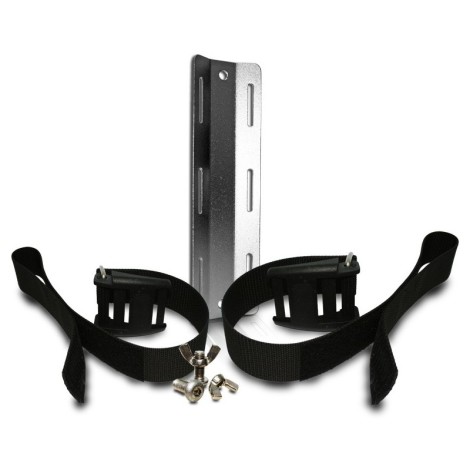 Adapter do pojedynczej butli STA Dive System z paskami 50 mm i śrubami, widok zestawu z przodu