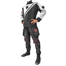 Suchy skafander Dive System Solo T-PRO – trilaminatowy skafander nurkowy z ukośnym zamkiem i wzmocnieniami Kevlar oraz Cordura