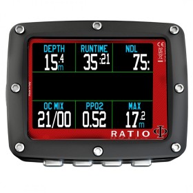 Komputer nurkowy Ratio iX3M2 TX Easy – Powietrze/Nitrox/Gauge/Freedive, algorytm Bühlmann ZHL-16C, głębokość 120 m