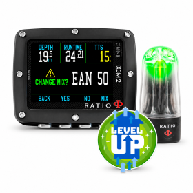 Komputer nurkowy RATIO iX3M2 DEEP – zestaw z transmiterem i obudową Shell Box, upgrade do Tech+, Air/Nitrox/Trimix, do 300 m