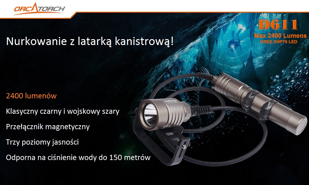 Latarka kanistrowa OrcaTorch D611 – widok ogólny