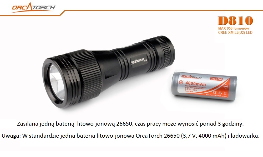 OrcaTorch D810 – przełącznik obrotowy w głowicy
