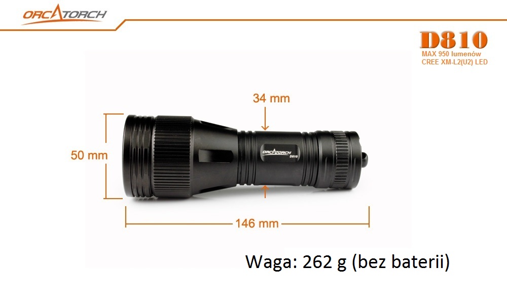 OrcaTorch D810 – wiązka światła pod wodą